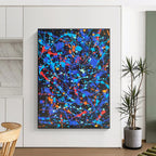 “Colorful Splatter Explosion” - Blue, Red, Yellow Abstract Painting On Canvas PS0466