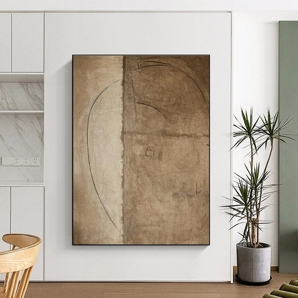 “Brown Line Sketches” - Brown Abstract Minimalist Drawing - Style Painting On Canvas PS0708