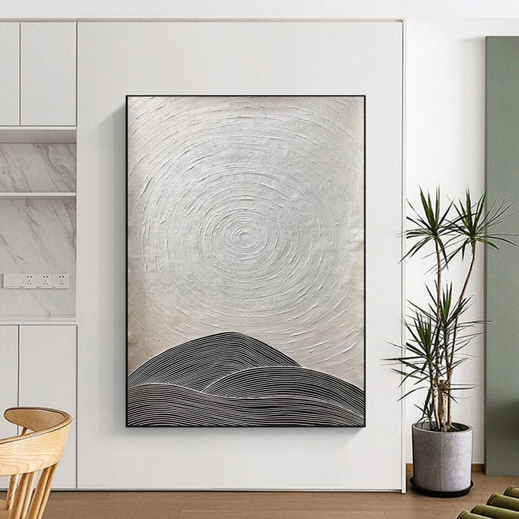 “Black - White Textured Abstract” - Minimalist Textured Painting On Canvas PT1960