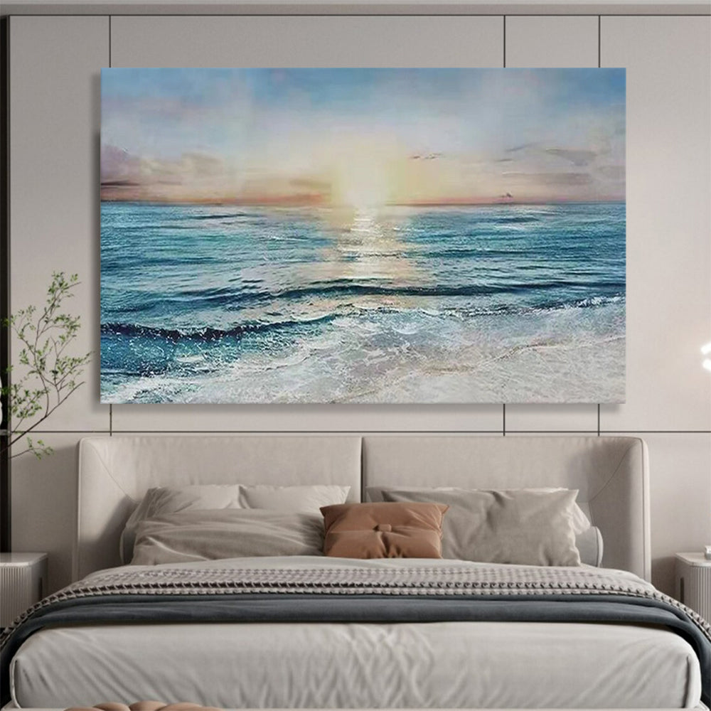 “Sunset Sea Horizon” - Realistic Landscape Painting On Canvas PT258