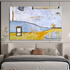 “Blue And Yellow Abstract Composition” - Abstract Painting On Canvas DKS563