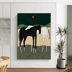 “Minimalist Horses in Nature’s Hues” - Minimalist - Inspired Animal Painting On Canvas PT1412