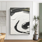 “Black, White, and Gold Swirl” - Luxurious Abstract Painting On Canvas DS378