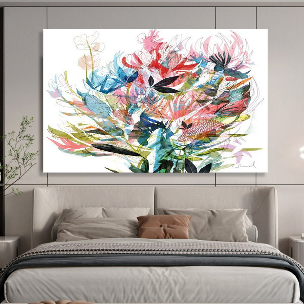 “Colorful Floral Abstract” - Botanical Abstract Painting On Canvas PT138