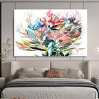 “Colorful Floral Abstract” - Botanical Abstract Painting On Canvas PT138
