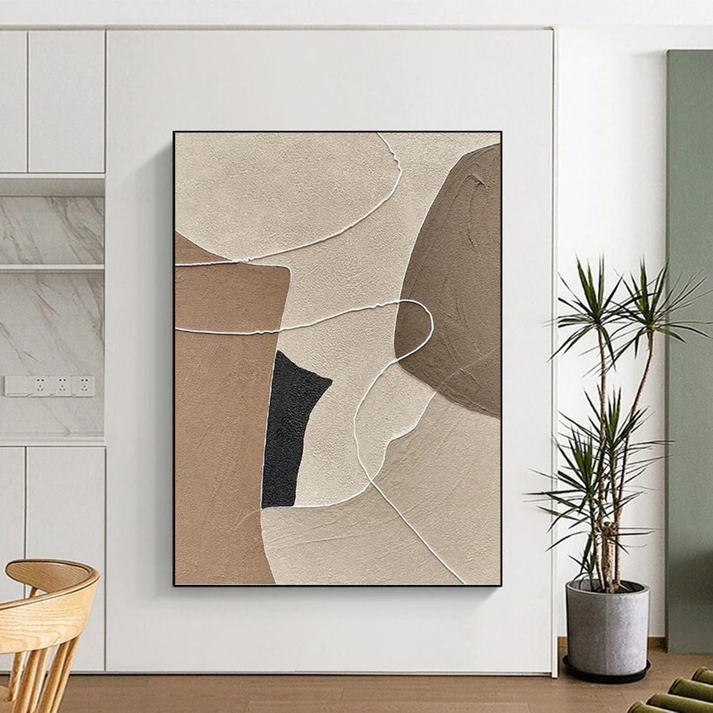 “Neutral - Toned Abstract Shapes” - Minimalist Abstract Painting On Canvas PT1112