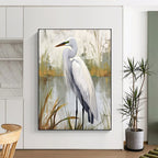 White Egret in Soft Hues, Realism with Sargent's Touch, Wildlife Painting On Canvas PT2127
