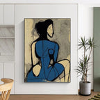 “Abstract Blue - Figure Cubist Style” - Cubist - Inspired Figure Painting On Canvas PT1417