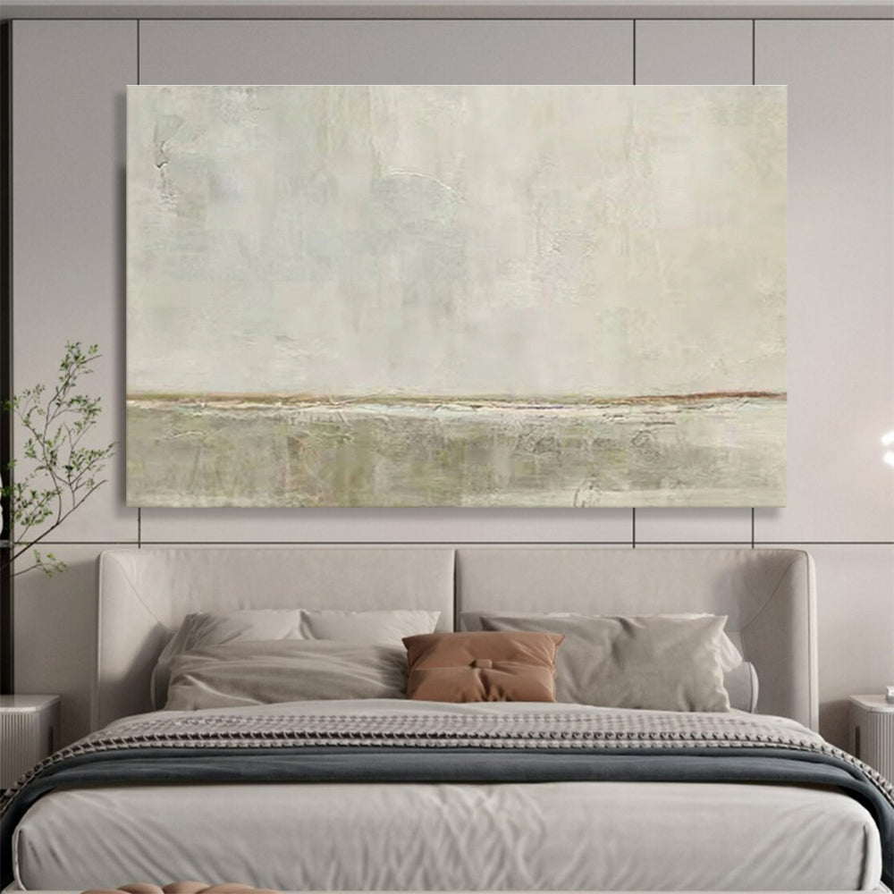 “Subtle Gray Divide” - Gray & Brown Abstract, Minimalist Oil Painting On Canvas DKS736