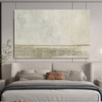 “Subtle Gray Divide” - Gray & Brown Abstract, Minimalist Oil Painting On Canvas DKS736