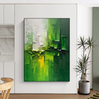 “Textured Green - Yellow Abstract” - Abstract Expressionist Painting On Canvas DS003