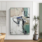 “Black - White - Blue Abstract Chaos” - Abstract Expressionist Painting On Canvas PT2297