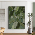 “Green Patchwork Abstract” - Cubist Abstract Painting On Canvas PT1211