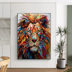 Colorful Collage Lion, Pop Art Inspired, Painting On Canvas PT2136