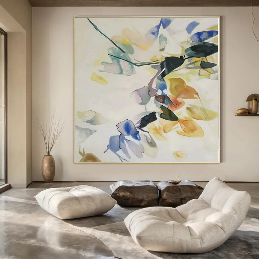 Pastel Colors with Abstract Floral Shapes "Soft Blooms" Abstract Painting On Canvas PS1317