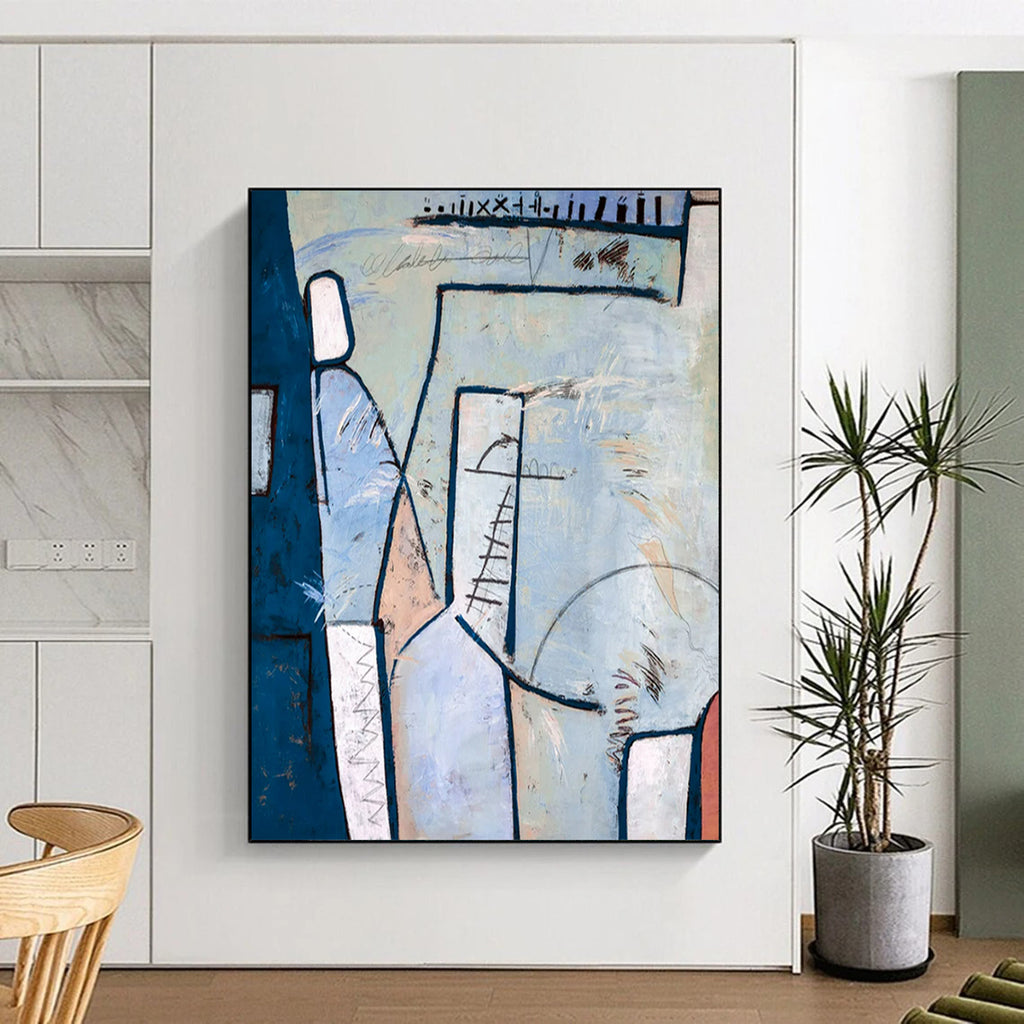 “Blue and White Abstract Journey” - Abstract Adventure Painting On Canvas PT2393