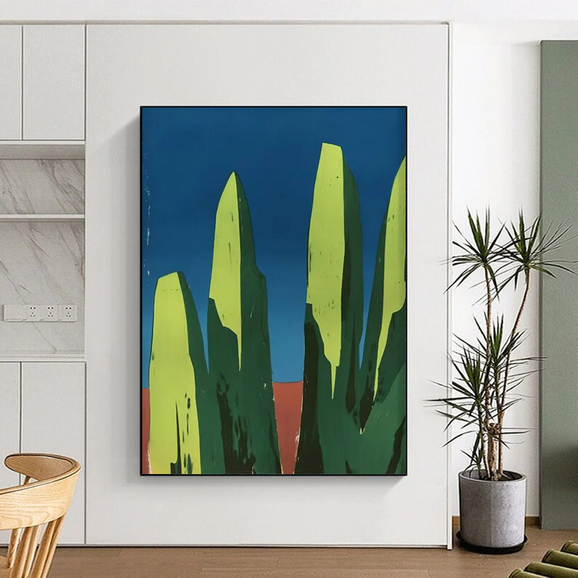 Minimalist Green Rocks Painting On Canvas DS093