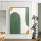“Green - Gold Arch Textures” - Minimalist Abstract Painting On Canvas PT1170