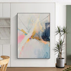 “Pastel and Gold Abstract” - Expressive Line Painting On Canvas PT0995