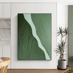 “Green - White River Texture” - Green, White Abstract Textured Painting On Canvas PS0650