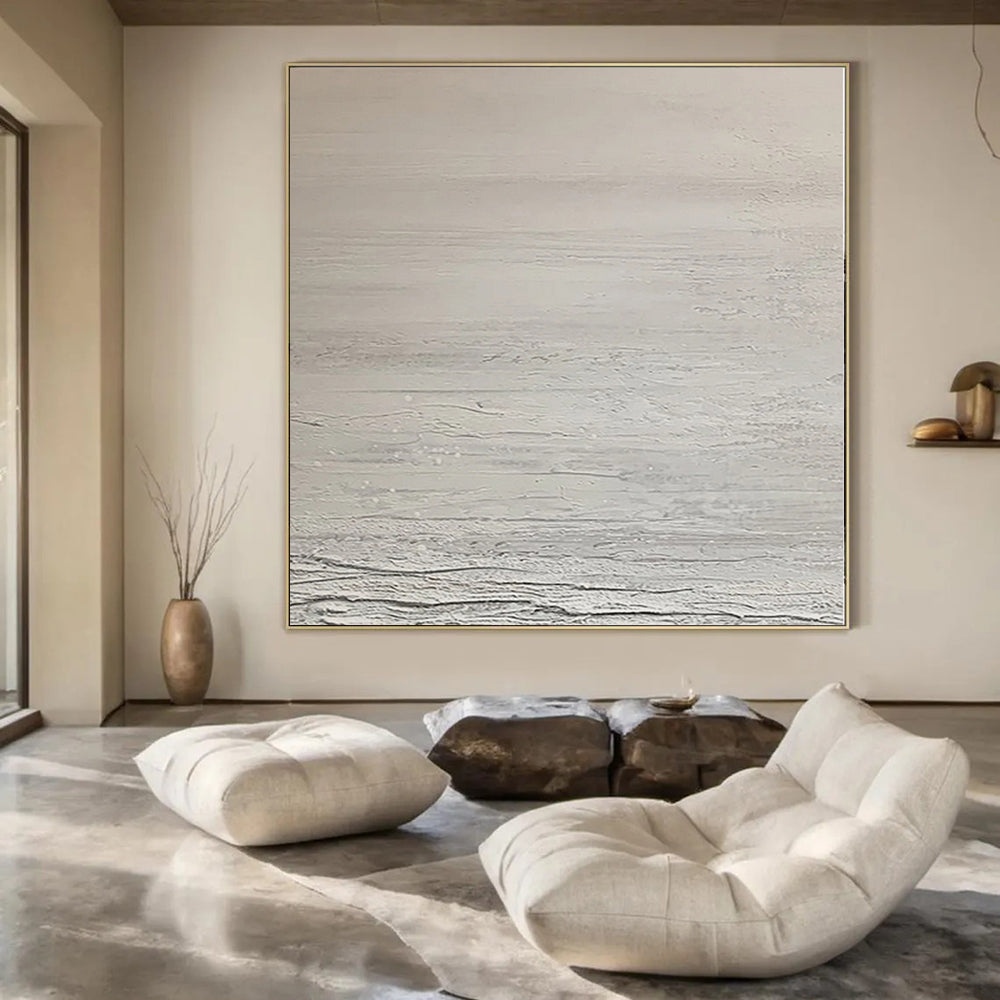 “Light Gray Textured Minimalist” - Subtle Abstract Painting On Canvas PS0124