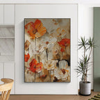 “Orange - White Floral Impasto” - Impressionist - Inspired Floral Painting On Canvas PT1399