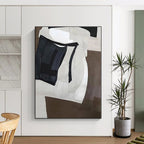 “Monochrome Geometric Forms” - Black, White, Brown Abstract Geometric Painting On Canvas PS0557