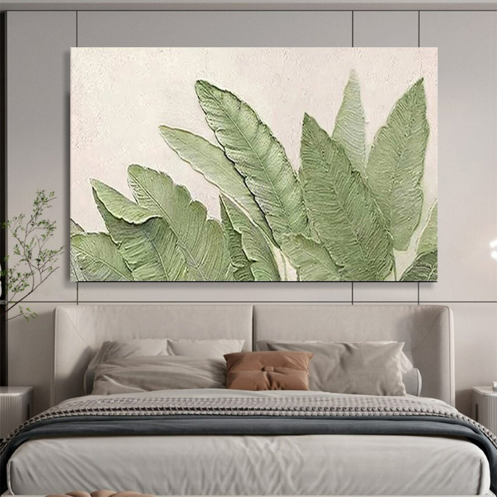 “Green Leaf Textures” - Natural Green “Botanical Touch” Painting On Canvas PT1652