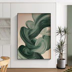 “Flowing Green Abstract Ribbons” - Abstract Modern Painting On Canvas PT1928