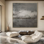 Gray with Textured Layers "Industrial Echo" Abstract Painting On Canvas PS1365