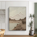 “Sepia - Toned Mountain Vista - Textured Landscape” Painting On Canvas DS268