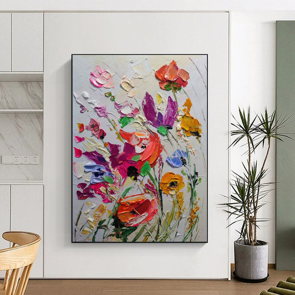 “Impasto Floral Burst - Bold Blooms & Thick Paint” Painting On Canvas DS265