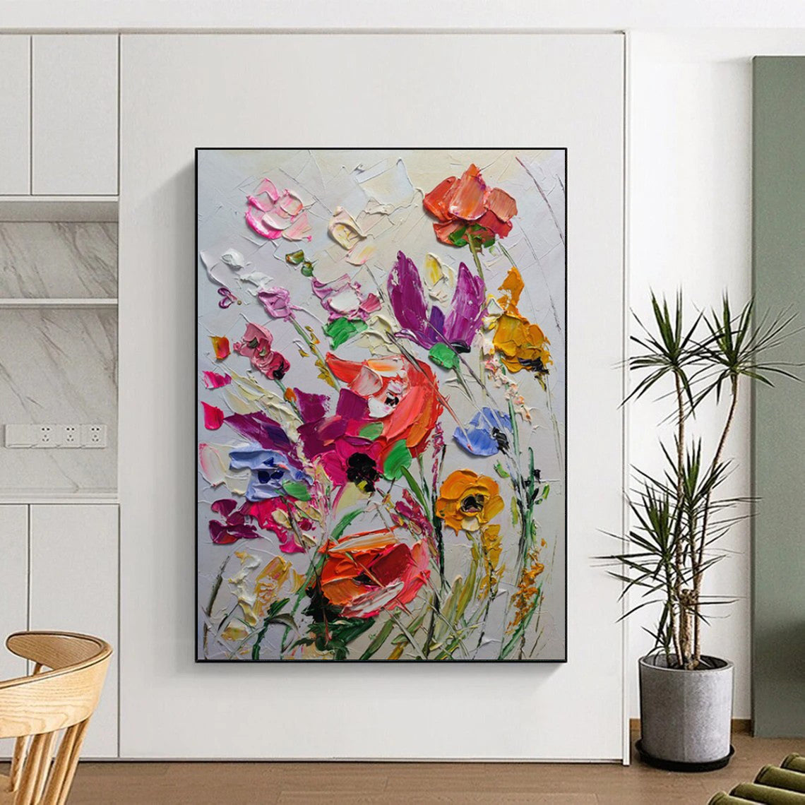 “Impasto Floral Burst - Bold Blooms & Thick Paint” Painting On Canvas DS265