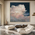 Dark Blue, Pink, Purple with Fluffy Textures "Cotton Candy Sky" Abstract Painting On Canvas PS1423