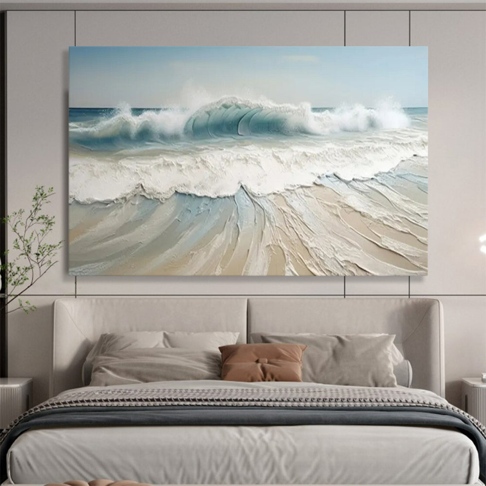 “Textured Blue - White Waves” - Impasto - Seaside Painting On Canvas PT1545