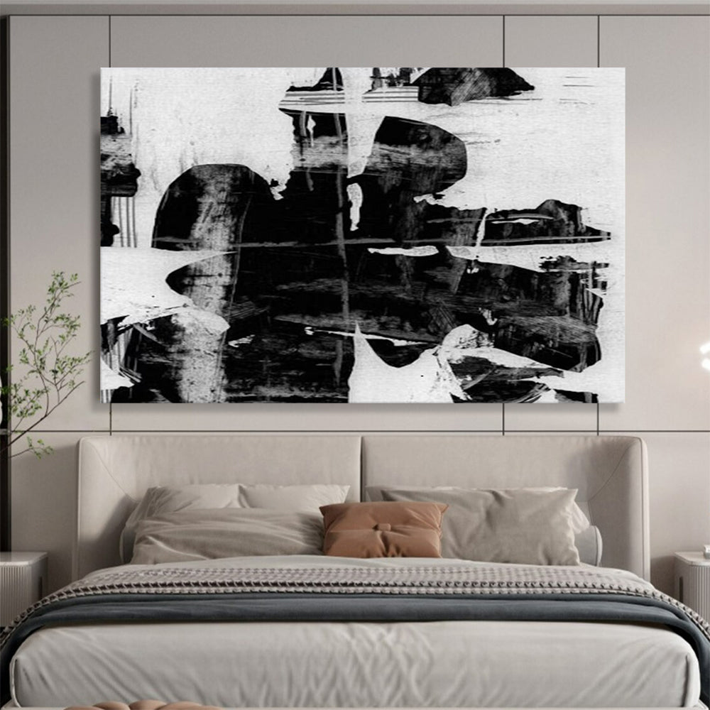 “Monochrome Layered Abstract” - Textured Abstract Painting On Canvas PT134