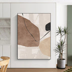 “Neutral Shapes with Black Lines” - Abstract, Minimalist - Inspired Painting On Canvas PT1519