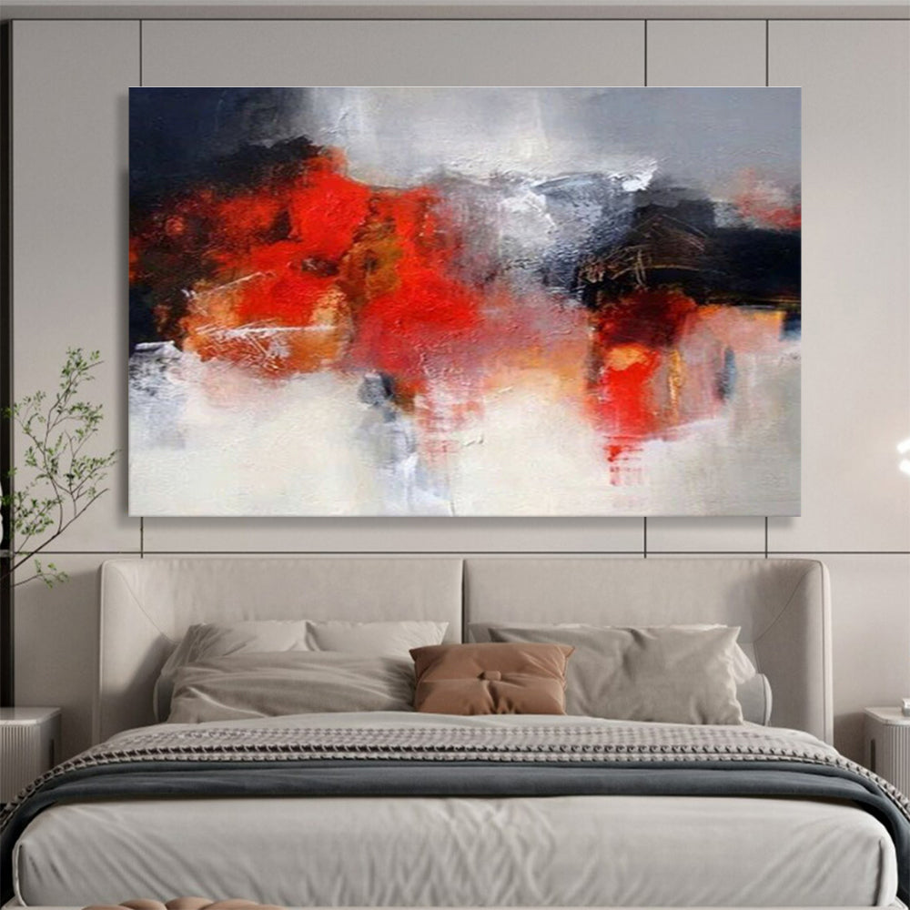 “Fiery Abstract Forms” - Intense Abstract Painting On Canvas DKS430