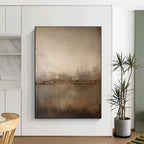 “Beige - Brown Textured Horizon” - Beige, Brown, Gray Abstract Textured Painting On Canvas PS0573