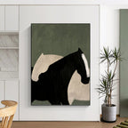 “Abstract Black & White Horses on Green” - Abstract - Inspired Animal Painting On Canvas PT1411