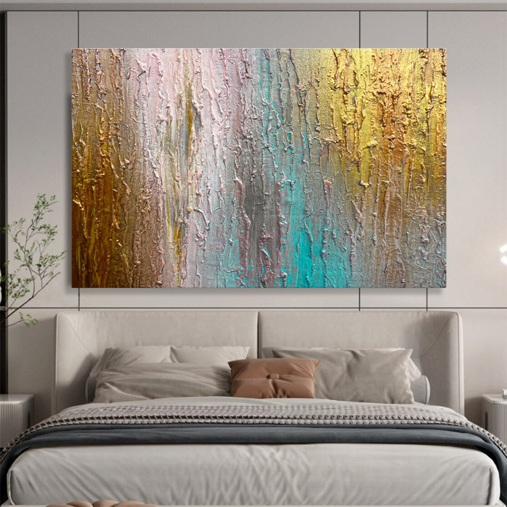 “Metallic - Color Dripped Textures” - Textured Oil Painting on Canvas DKS916