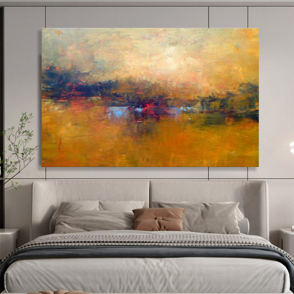“Golden Hour Abstract” - Warm - toned Landscape Painting On Canvas DKS399