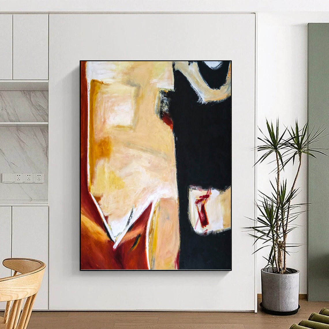 “Warm - Cool Abstract Shapes” - Contrasting Colors Abstract Painting On Canvas PT1090