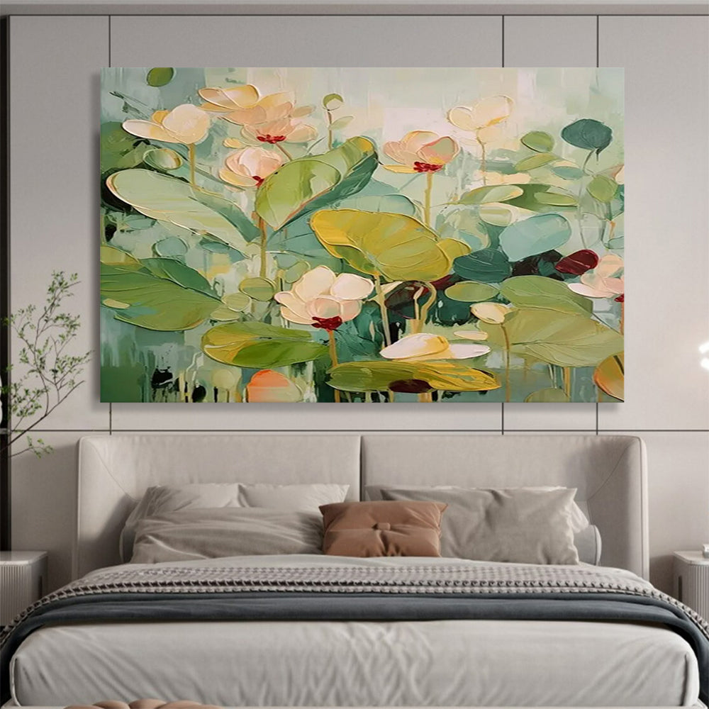 “Soft - Toned Lotus Flowers” - Minimalist Floral Painting On Canvas PT089
