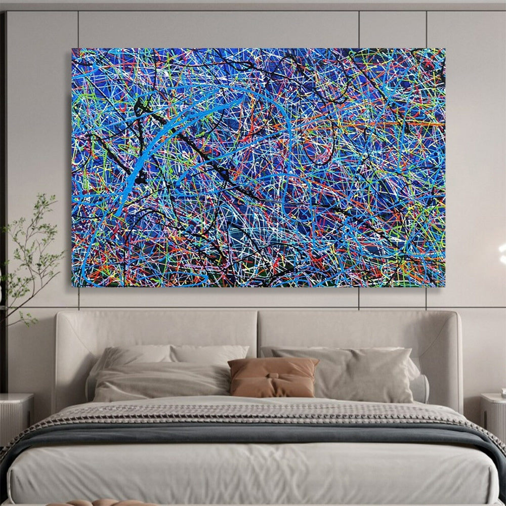 “Colorful Web of Lines” - Abstract Line Art - Painting On Canvas PT1726