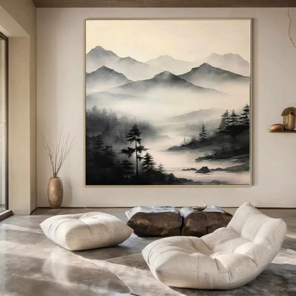 Soft Hues with Gold Highlights "Gilded Mist" Abstract Painting On Canvas PS1212