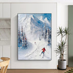 “Textured Ski Landscape” - Detailed Winter Sports Painting On Canvas DS313