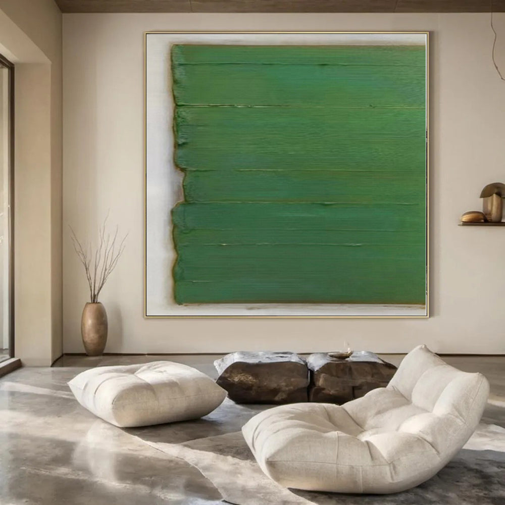 “Green Minimalist Abstraction” - Simple Abstract Painting On Canvas PS0210