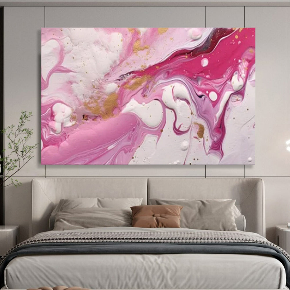 “Pink - Gold Swirls” - Pastel Pink “Blush Gold” Painting On Canvas PT1617