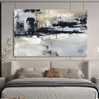 “Monochrome Abstract Strokes” - Black - White - Gray Abstract Painting On Canvas PT1565